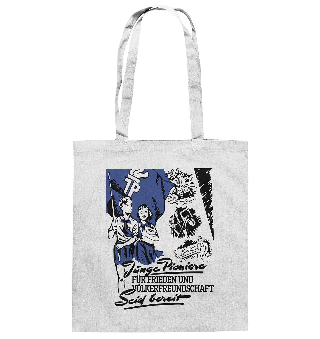 DDR Ostalgie Baumwolltasche • JUNGE PIONIERE FÜR FRIEDEN UND VÖLKERFREUNDSCHAFT - SEID BEREIT