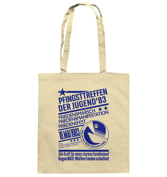 DDR Ostalgie Baumwolltasche • PFINGSTTREFFEN 1983 - GEGEN NATO-WAFFEN - ORIGINAL ILLUSTRATION
