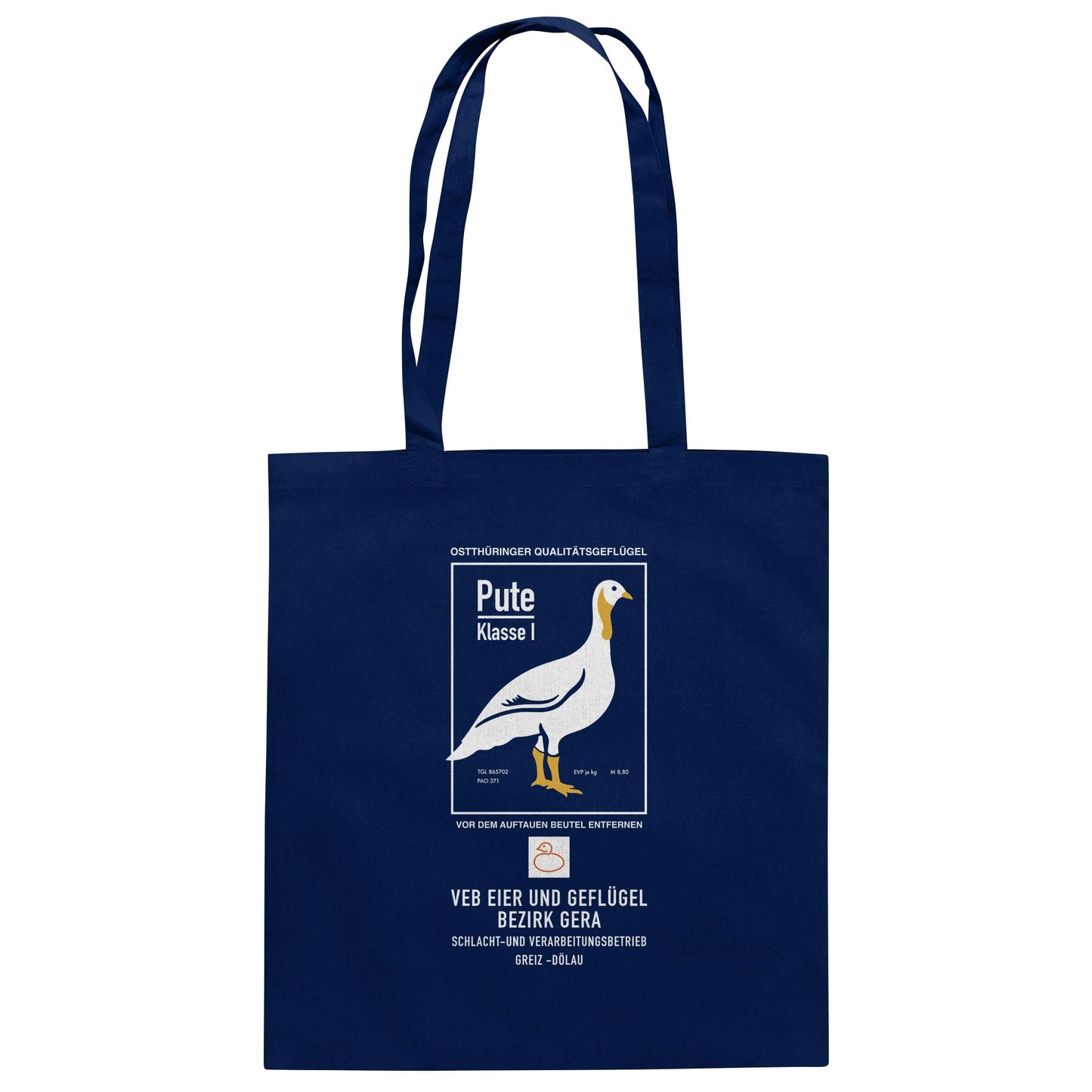 DDR Ostalgie Baumwolltasche • PUTE KLASSE 1 - VEB EIER UND GEFLÜGEL GERA