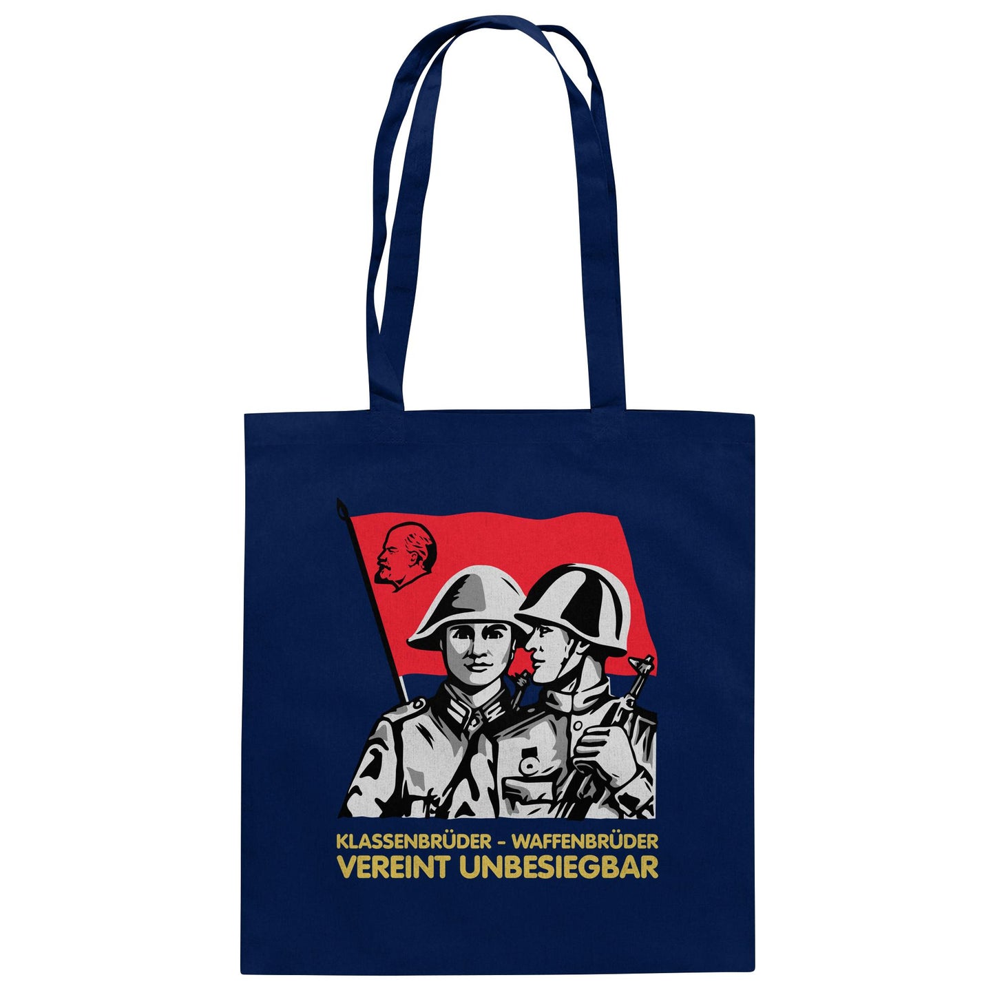 DDR Ostalgie Baumwolltasche • KLASSENBRÜDER WAFFENBRÜDER - VEREINT UNBESIEGBAR (NVA)