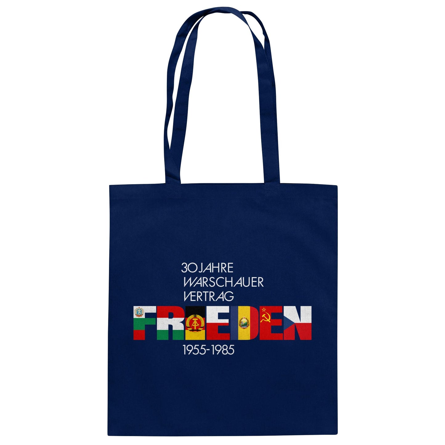 DDR Ostalgie Baumwolltasche • FRIEDEN - 30 JAHRE WARSCHAUER VERTRAG (DDR-BRIEFMARKE)