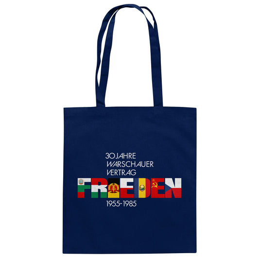 DDR Ostalgie Baumwolltasche • FRIEDEN - 30 JAHRE WARSCHAUER VERTRAG (DDR-BRIEFMARKE)