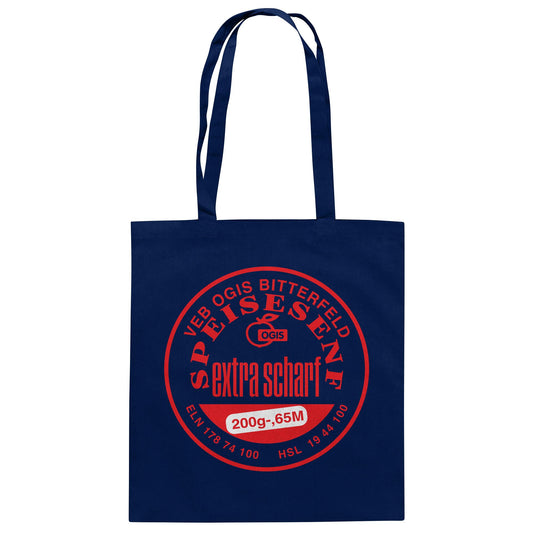 DDR Ostalgie Baumwolltasche • VEB OGIS BITTERFELD - SPEISESENF EXTRASCHARF