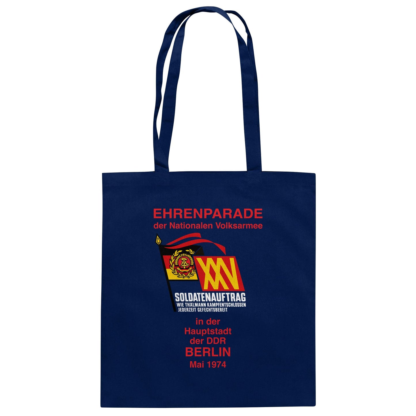 DDR Ostalgie Baumwolltasche • EHRENPARADE DER NVA, 1974 BERLIN (ORIGINALWIMPEL)