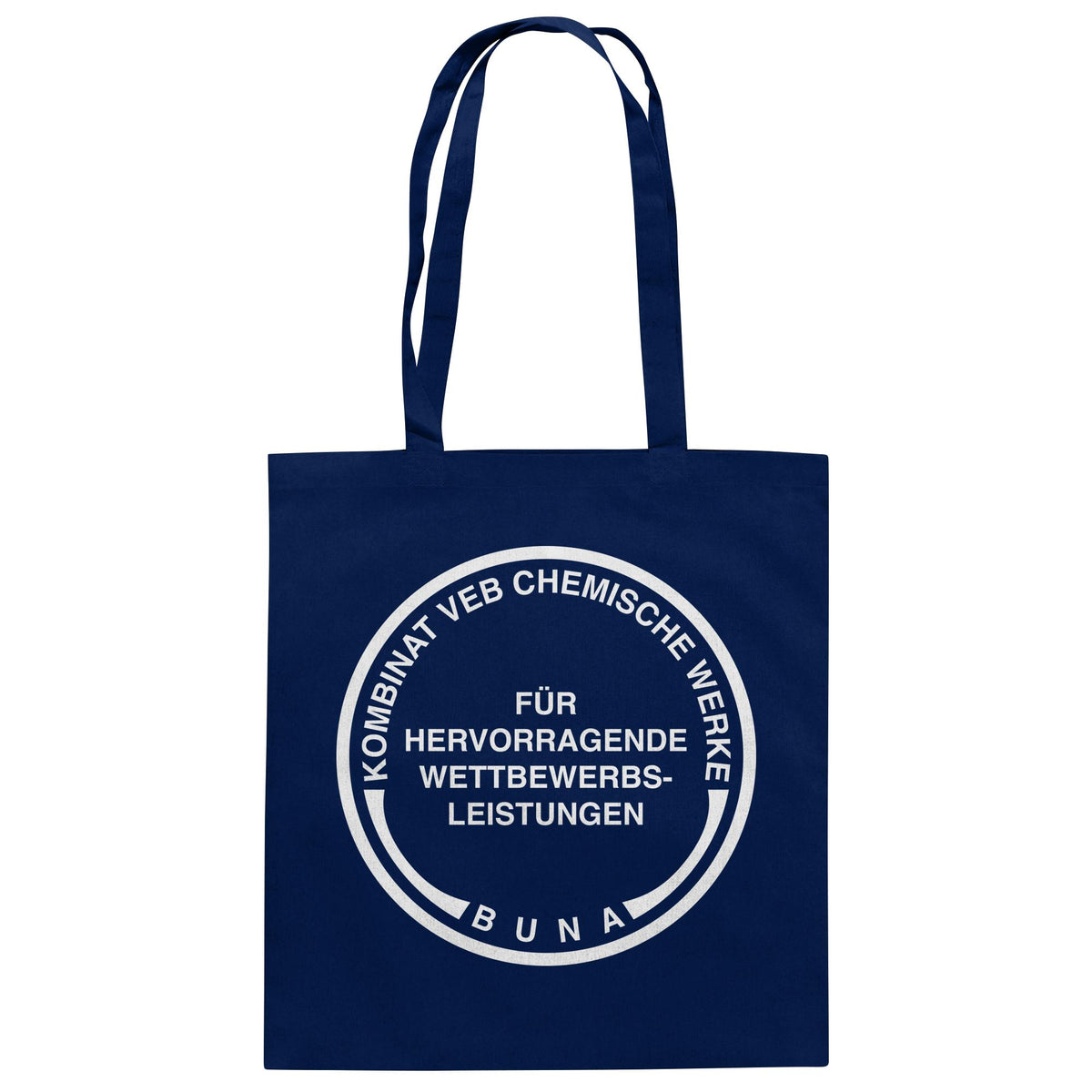 DDR Ostalgie Baumwolltasche • KOMBINAT BUNA - FÜR HERVORRAGENDE LEISTUNGEN (ORIGINAL-MÜNZE)