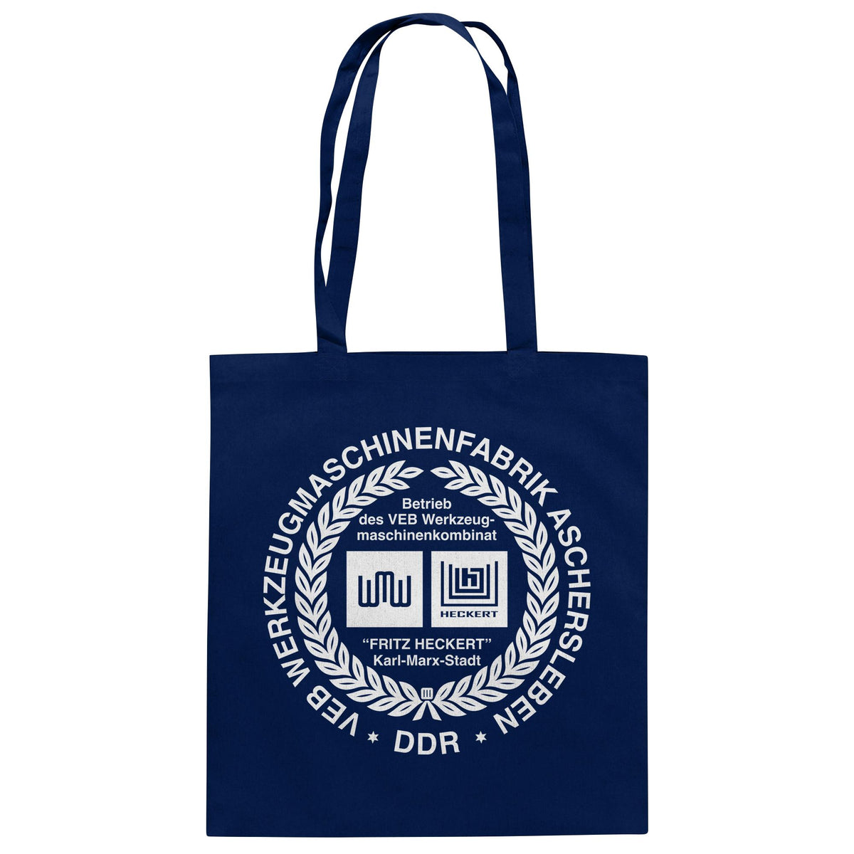 DDR Ostalgie Baumwolltasche • VEB WERKZEUGMASCHINENKOMBINAT FRITZ HECKERT - ASCHERSLEBEN