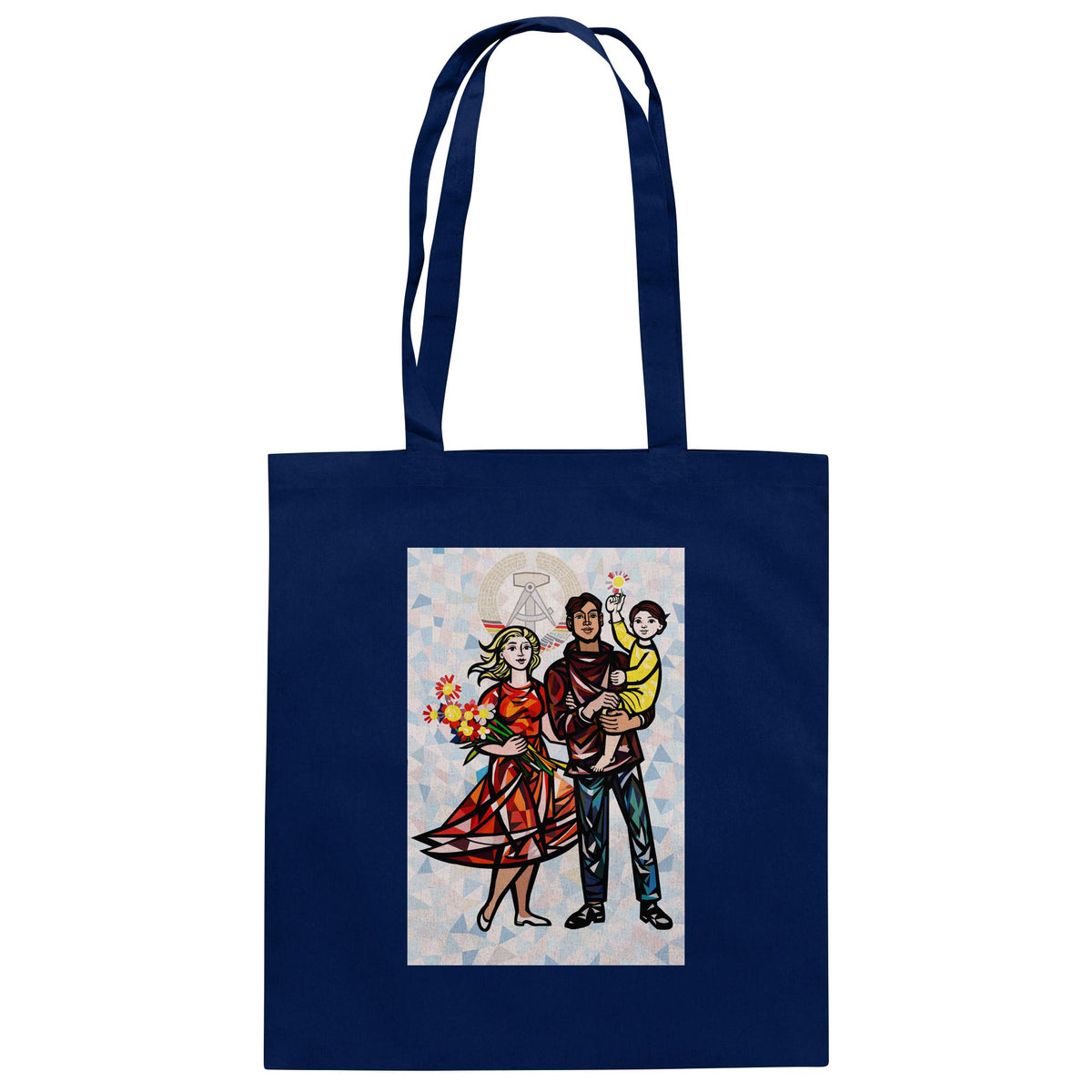 DDR Ostalgie Baumwolltasche • WALTER WOMACKA - UNSERE FAMILIE mit Hintergrund (STAATSRATSGEBÄUDE, Aus der Geschichte der Deutschen Arbeiterbewegung, 1964)