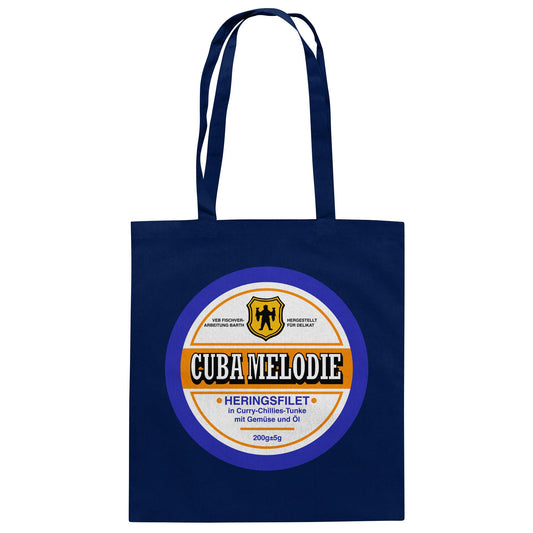 DDR Ostalgie Baumwolltasche • CUBA MELODIE HERINGSFILET - VEB FISCHVERARBEITUNG BARTH