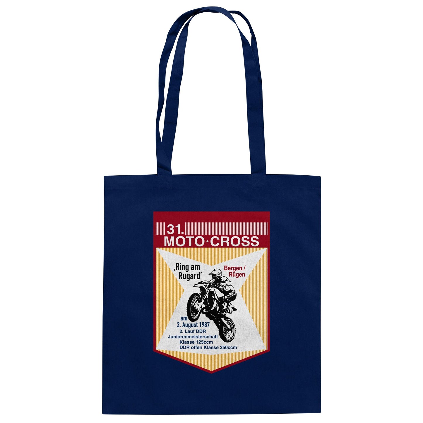 DDR Ostalgie Baumwolltasche • 31. MOTO-CROSS DDR-MEISTERSCHAFT - 1987 BERGEN RÜGEN (ORIGINALWIMPEL)