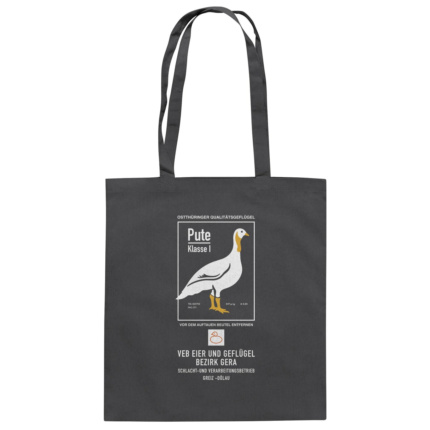 DDR Ostalgie Baumwolltasche • PUTE KLASSE 1 - VEB EIER UND GEFLÜGEL GERA