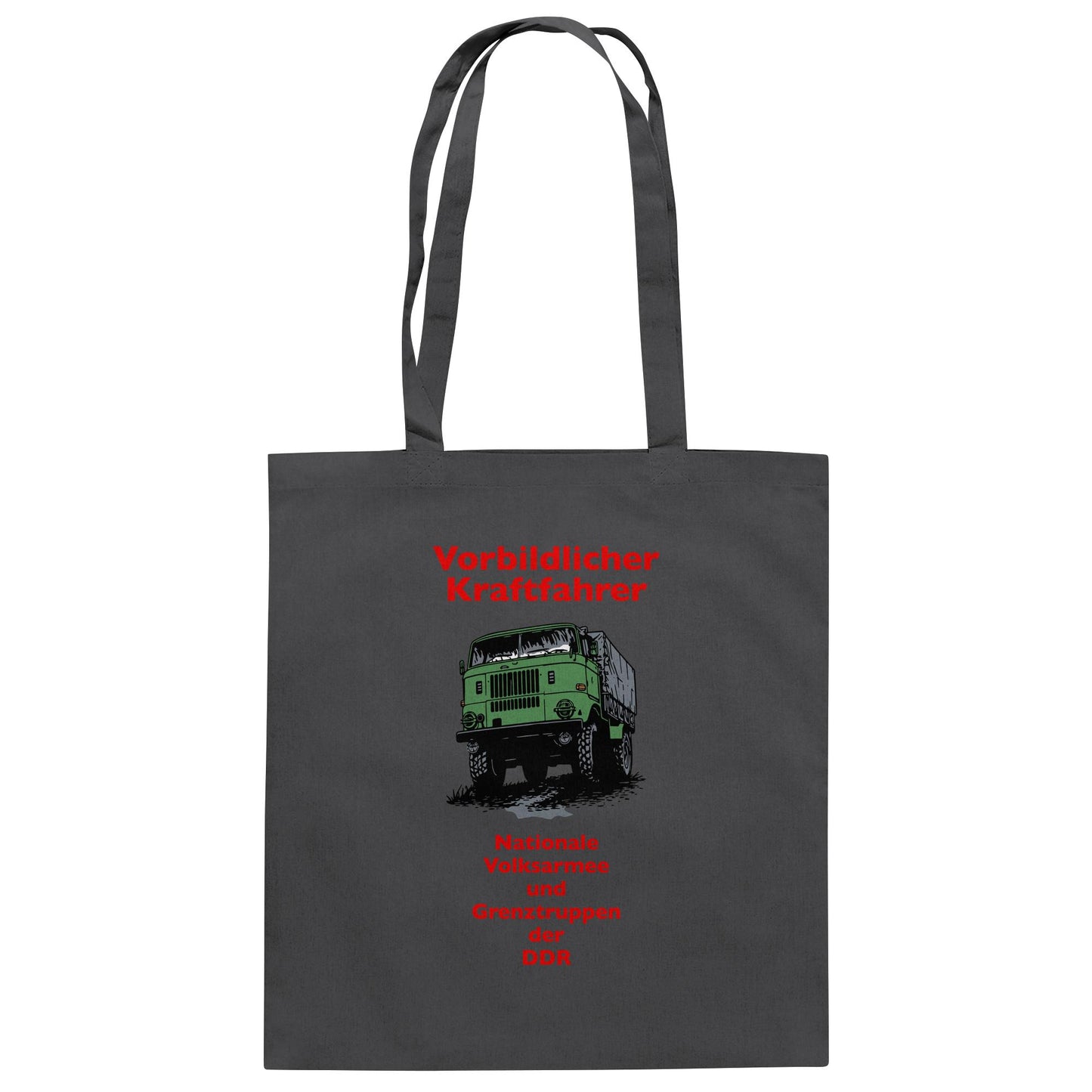 DDR Ostalgie Baumwolltasche • VORBILDLICHER KRAFTFAHRER, NVA (ORIGINAL WIMPELMOTIV)