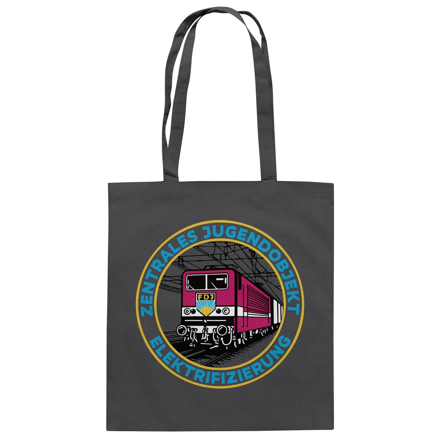 DDR Ostalgie Baumwolltasche • DR - FDJ ZENTRALES JUGENDOBJEKT ELEKTRIFIZIERUNG