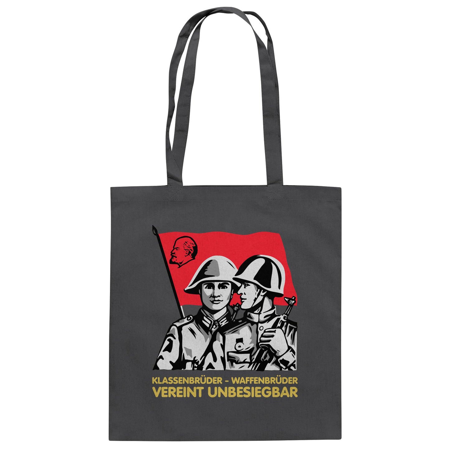 DDR Ostalgie Baumwolltasche • KLASSENBRÜDER WAFFENBRÜDER - VEREINT UNBESIEGBAR (NVA)