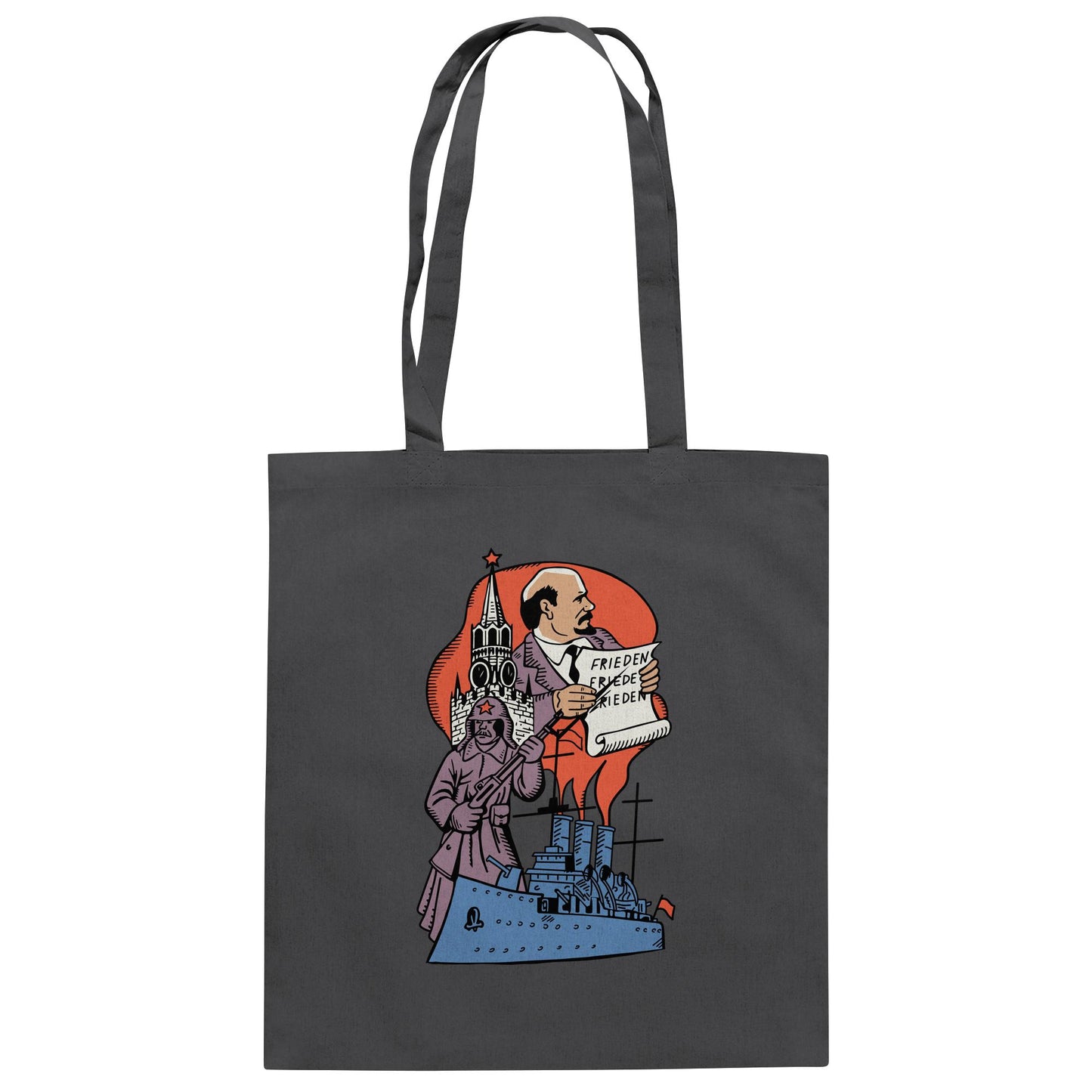 DDR Ostalgie Baumwolltasche • JAHRESTAG OKTOBERREVOLUTION 1917 (ORIGINAL POSTSTEMPEL)