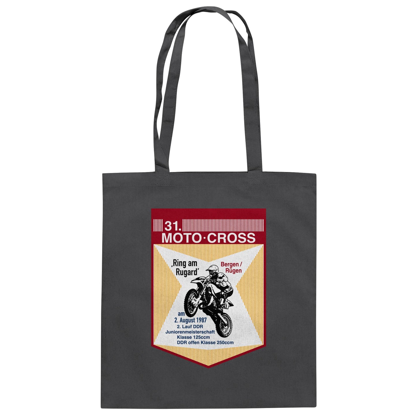 DDR Ostalgie Baumwolltasche • 31. MOTO-CROSS DDR-MEISTERSCHAFT - 1987 BERGEN RÜGEN (ORIGINALWIMPEL)