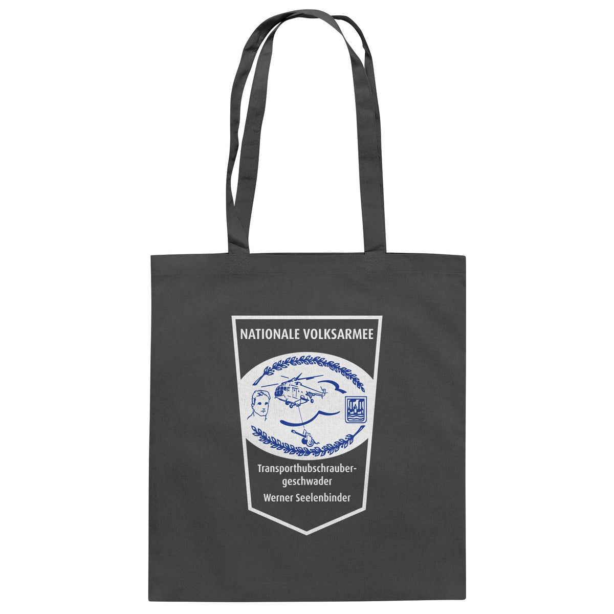 DDR Ostalgie Baumwolltasche • NVA - TRANSPORTHUBSCHRAUBERGESCHWADER WERNER SEELENBINDER