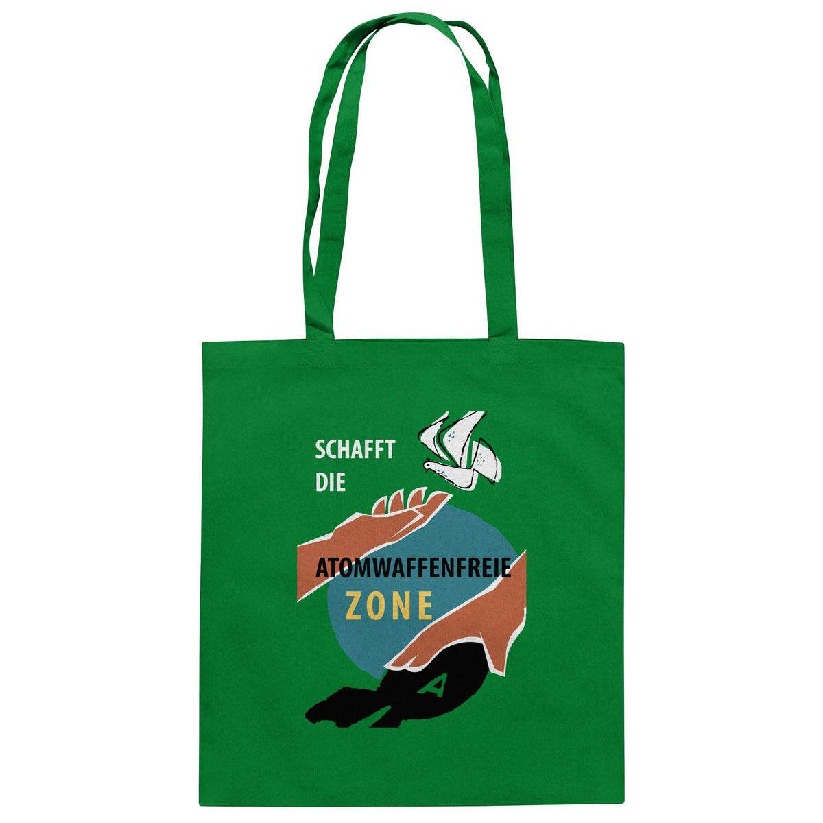 DDR Ostalgie Baumwolltasche • SCHAFFT DIE ATOMWAFFENFREIE ZONE (ORIGINAL-PLAKAT)