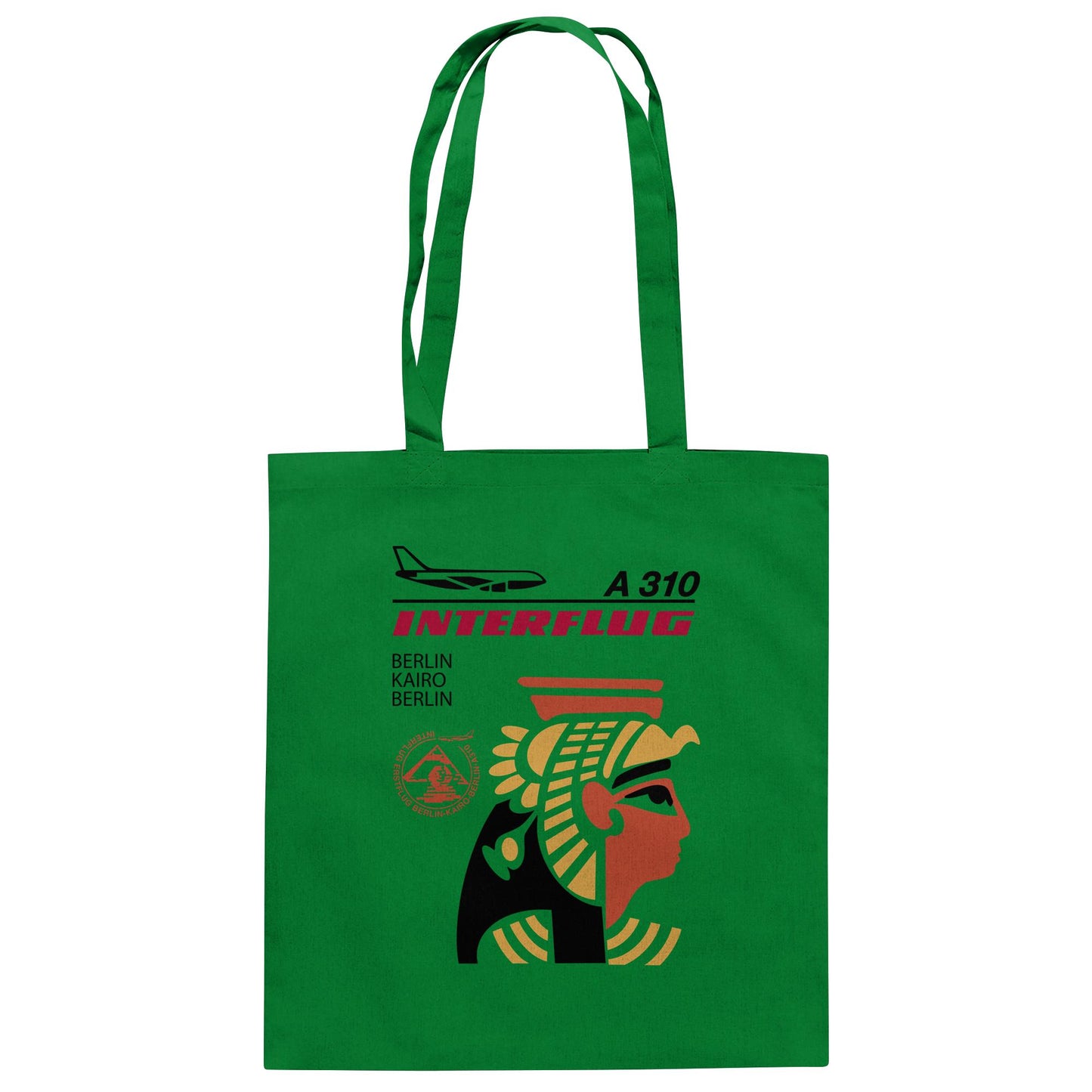 DDR Ostalgie Baumwolltasche • INTERFLUG BERLIN - KAIRO (ORIGINAL SONDERSTEMPEL)