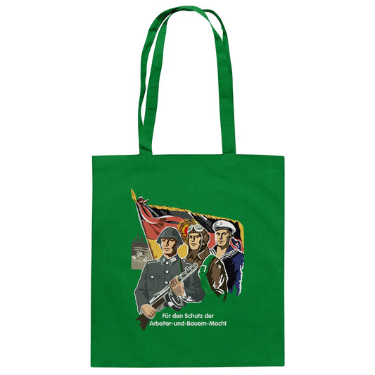 DDR Ostalgie Baumwolltasche • FÜR DEN SCHUTZ DER ARBEITER-UND-BAUERN-MACHT (NVA ORIGINAL-PLAKAT)