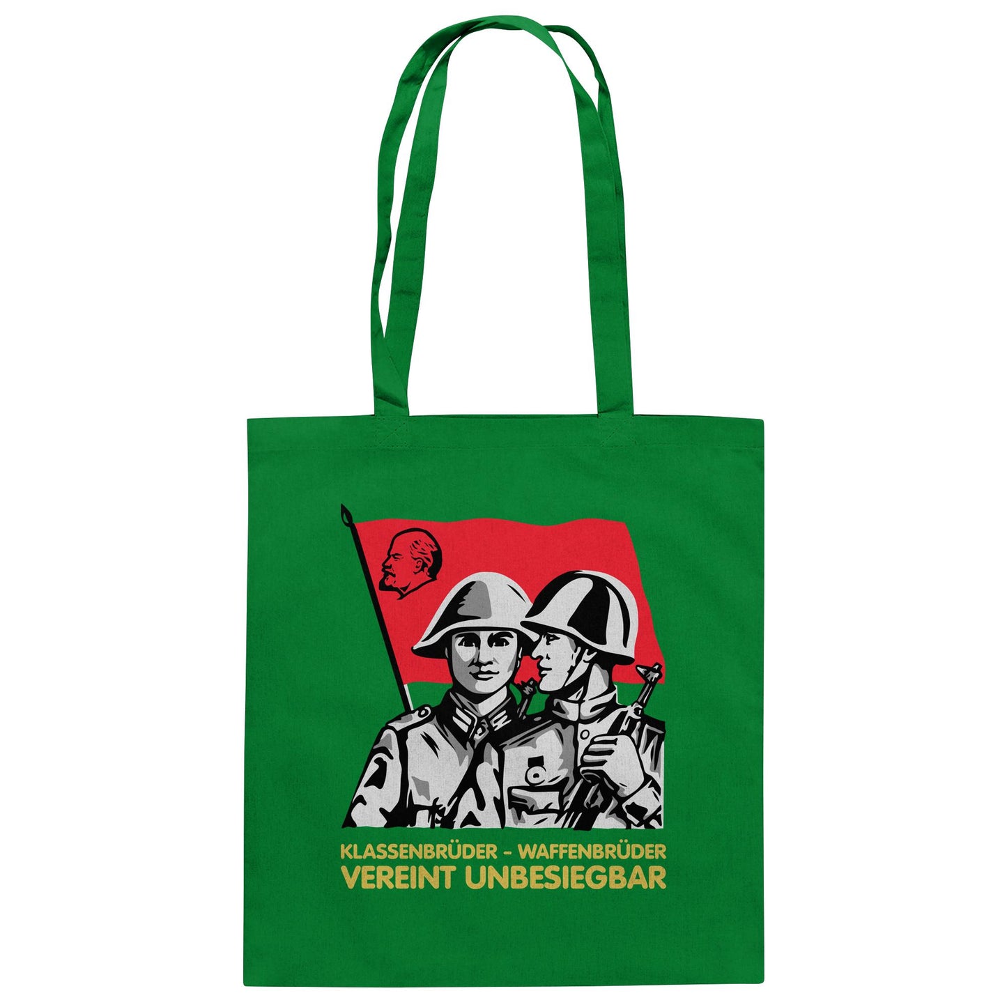 DDR Ostalgie Baumwolltasche • KLASSENBRÜDER WAFFENBRÜDER - VEREINT UNBESIEGBAR (NVA)