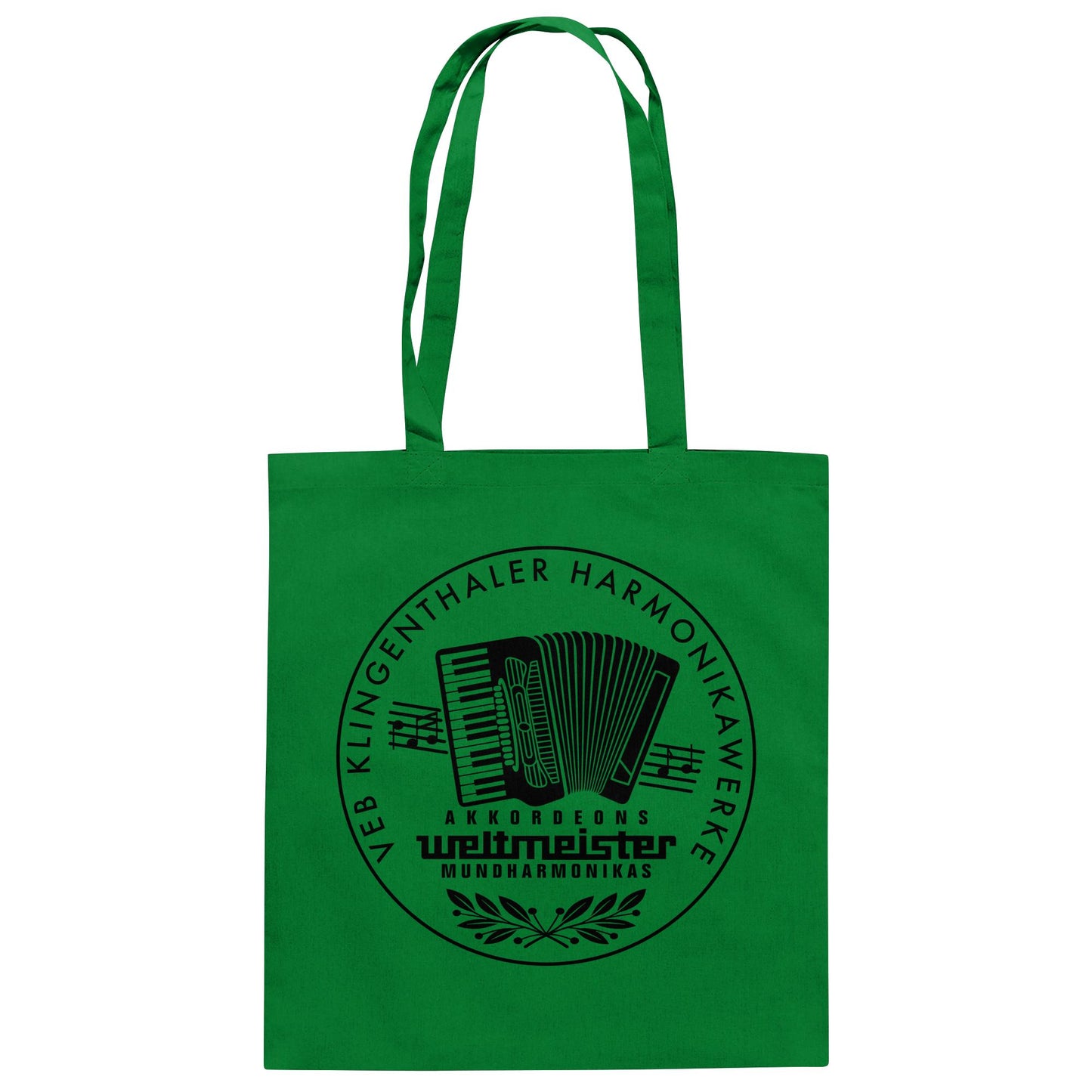 DDR Ostalgie Baumwolltasche • WELTMEISTER VEB KLINGENTHALER HARMONIKAWERKE