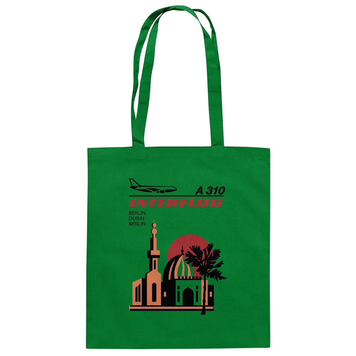 DDR Ostalgie Baumwolltasche • INTERFLUG BERLIN - DUBAI (ORIGINAL SONDERSTEMPEL)