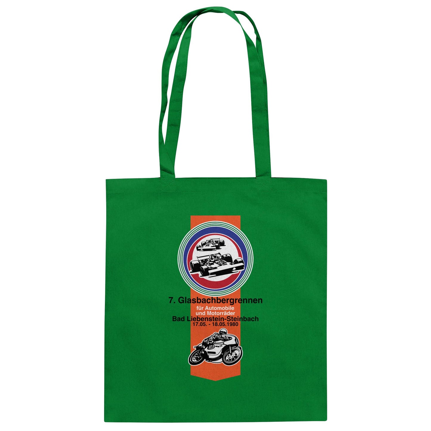DDR Ostalgie Baumwolltasche • GLASBACHBERGRENNEN BAD LIEBENSTEIN (ORIGINAL WIMPEL)