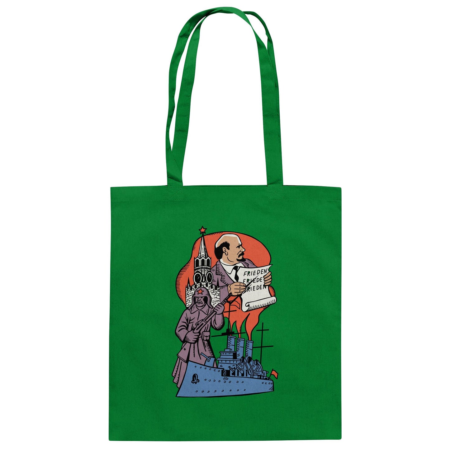 DDR Ostalgie Baumwolltasche • JAHRESTAG OKTOBERREVOLUTION 1917 (ORIGINAL POSTSTEMPEL)
