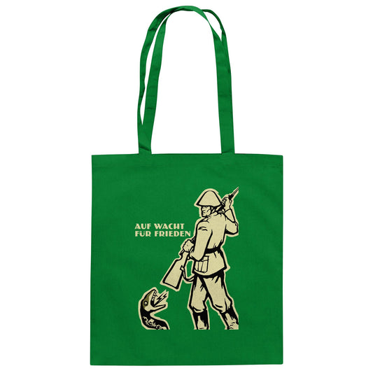 DDR Ostalgie Baumwolltasche • NVA - AUF WACHT FÜR FRIEDEN, ANTI-NATO (ORIGINAL PLAKAT)