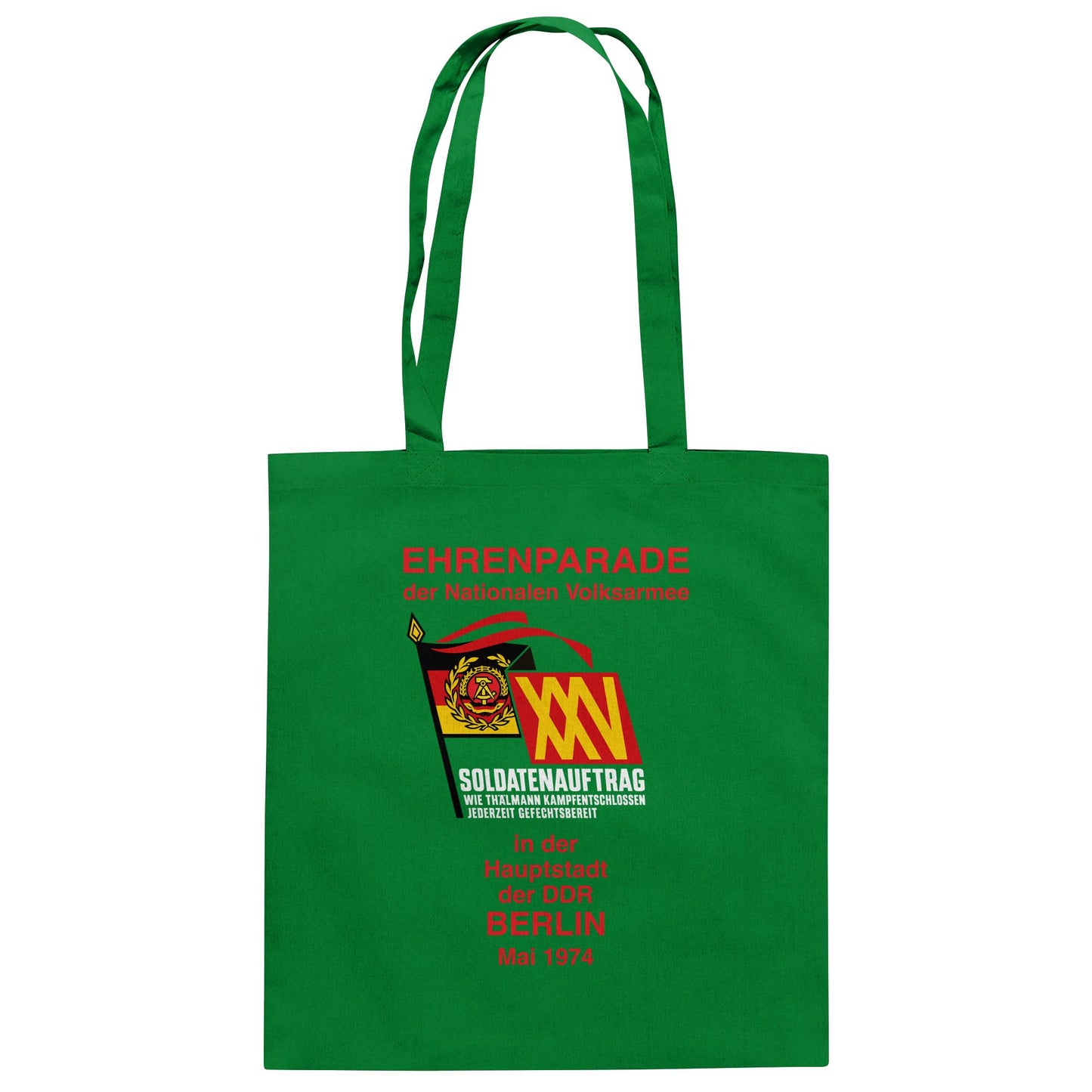 DDR Ostalgie Baumwolltasche • EHRENPARADE DER NVA, 1974 BERLIN (ORIGINALWIMPEL)
