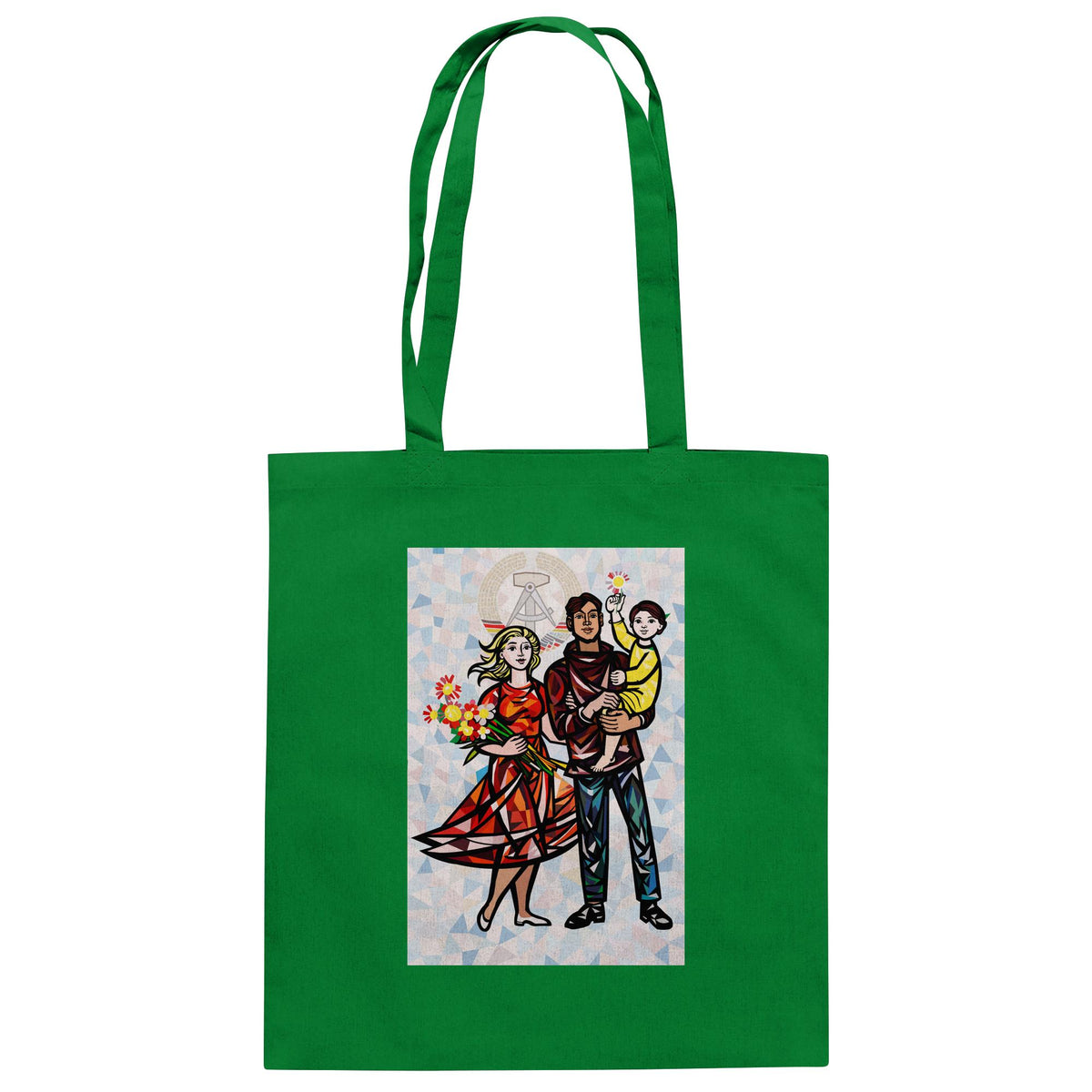 DDR Ostalgie Baumwolltasche • WALTER WOMACKA - UNSERE FAMILIE mit Hintergrund (STAATSRATSGEBÄUDE, Aus der Geschichte der Deutschen Arbeiterbewegung, 1964)
