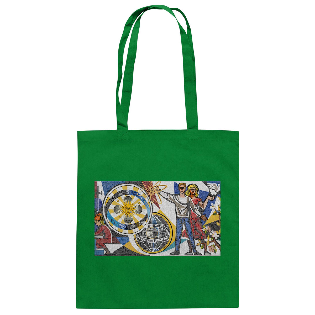 DDR Ostalgie Baumwolltasche • WALTER WOMACKA - JUNGES PAAR MIT FRIEDENSTAUBE (MOSAIK HAUS DES LEHRERS, 1964)