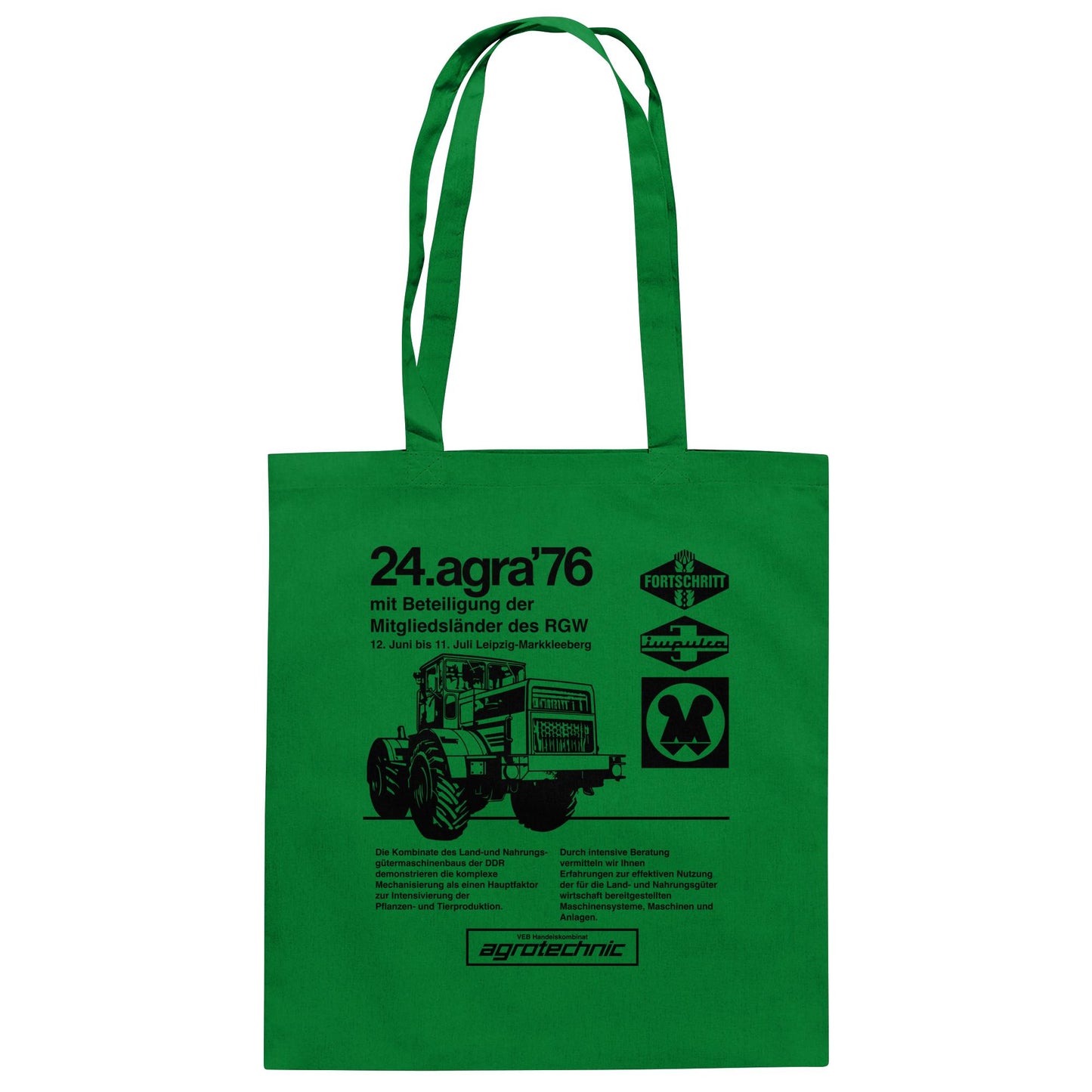 DDR Ostalgie Baumwolltasche • AGRA 1976, LEIPZIG-MARKKLEEBERG