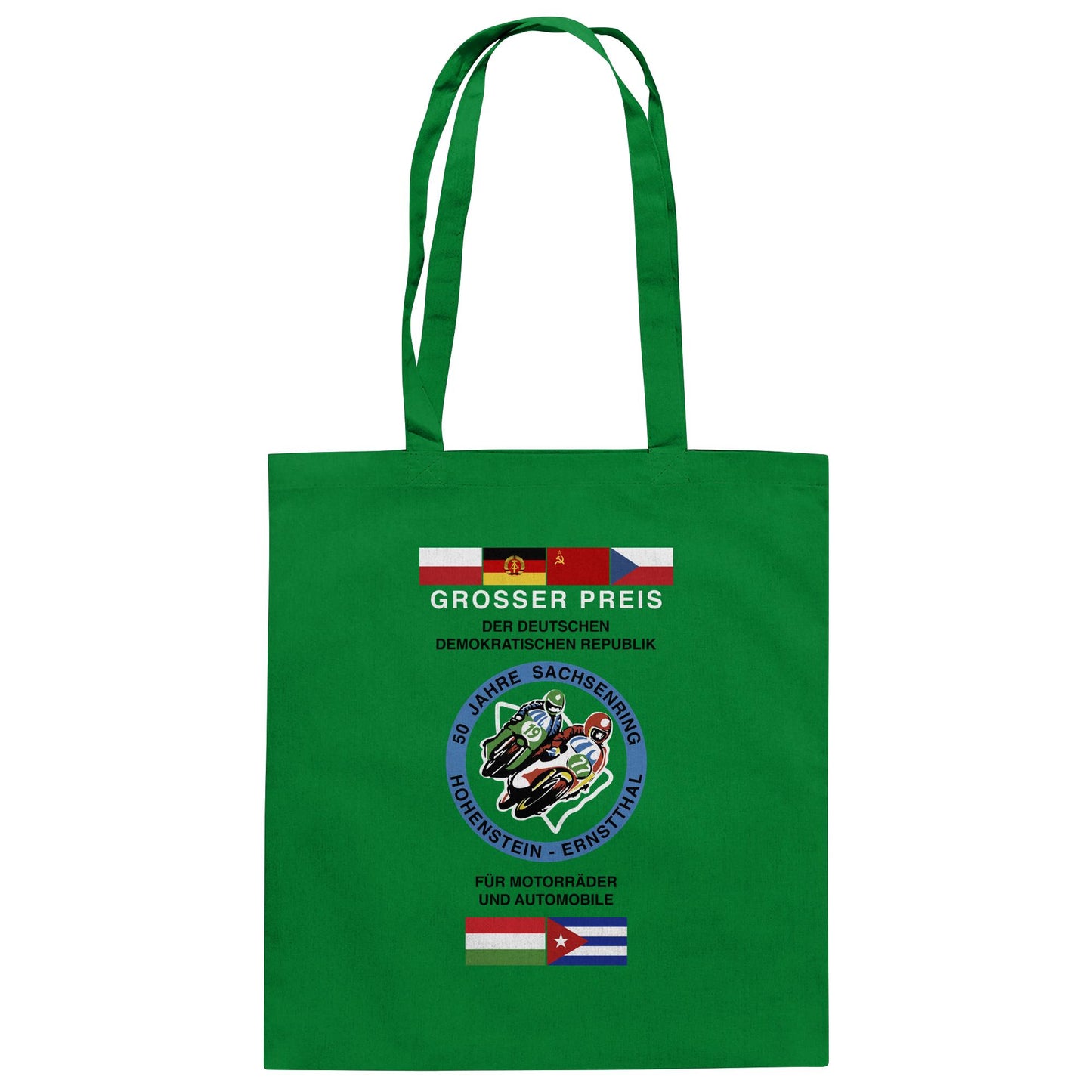 DDR Ostalgie Baumwolltasche • 50 JAHRE SACHSENRING - GROSSER PREIS DER DDR 1977