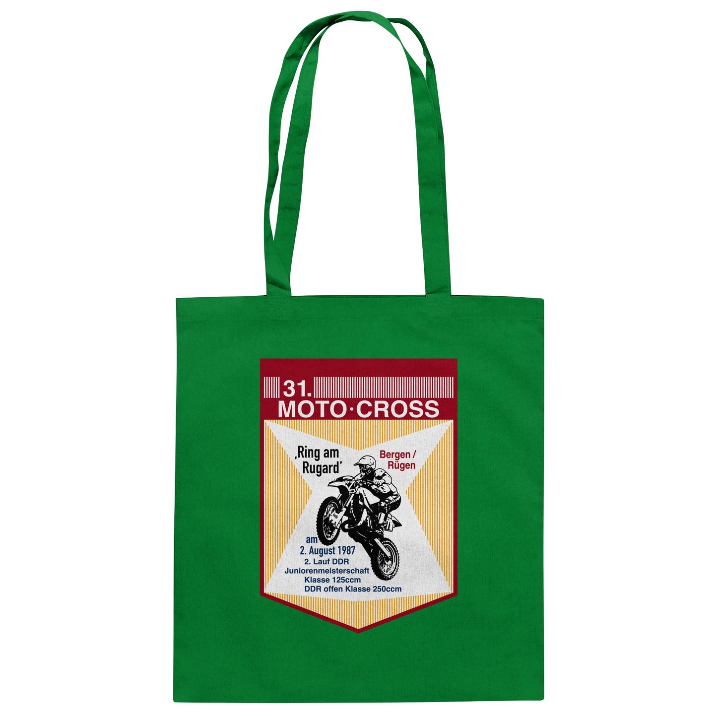 DDR Ostalgie Baumwolltasche • 31. MOTO-CROSS DDR-MEISTERSCHAFT - 1987 BERGEN RÜGEN (ORIGINALWIMPEL)