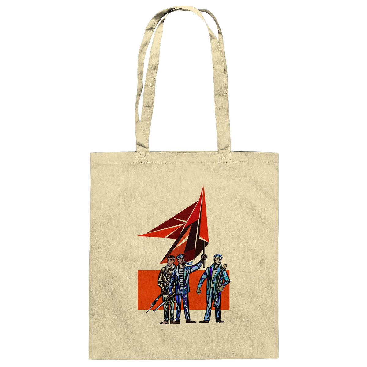 DDR Ostalgie Baumwolltasche • WALTER WOMACKA - BEWAFFNETE ARBEITER (STAATSRATSGEBÄUDE, Aus der Geschichte der Deutschen Arbeiterbewegung, 1964)