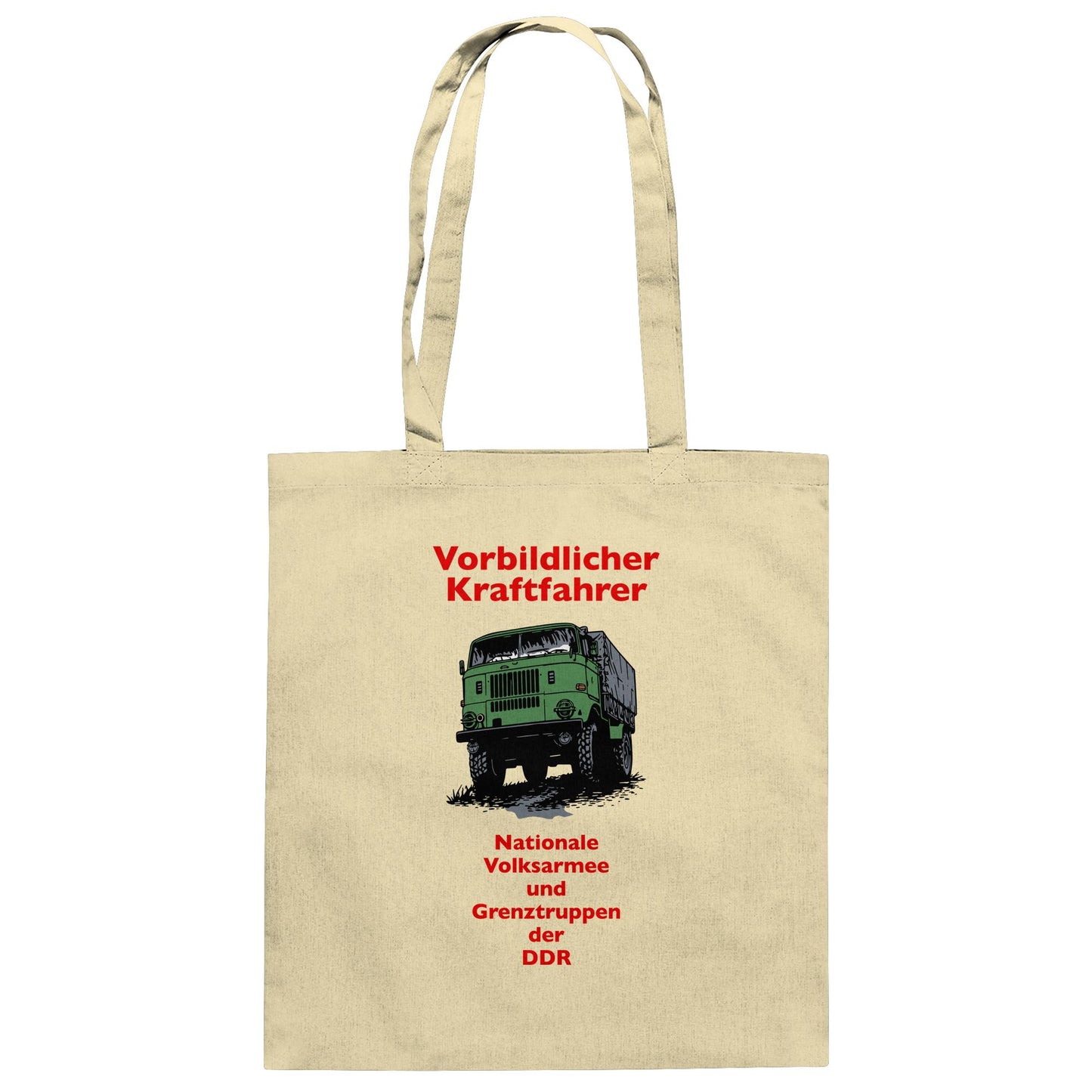 DDR Ostalgie Baumwolltasche • VORBILDLICHER KRAFTFAHRER, NVA (ORIGINAL WIMPELMOTIV)