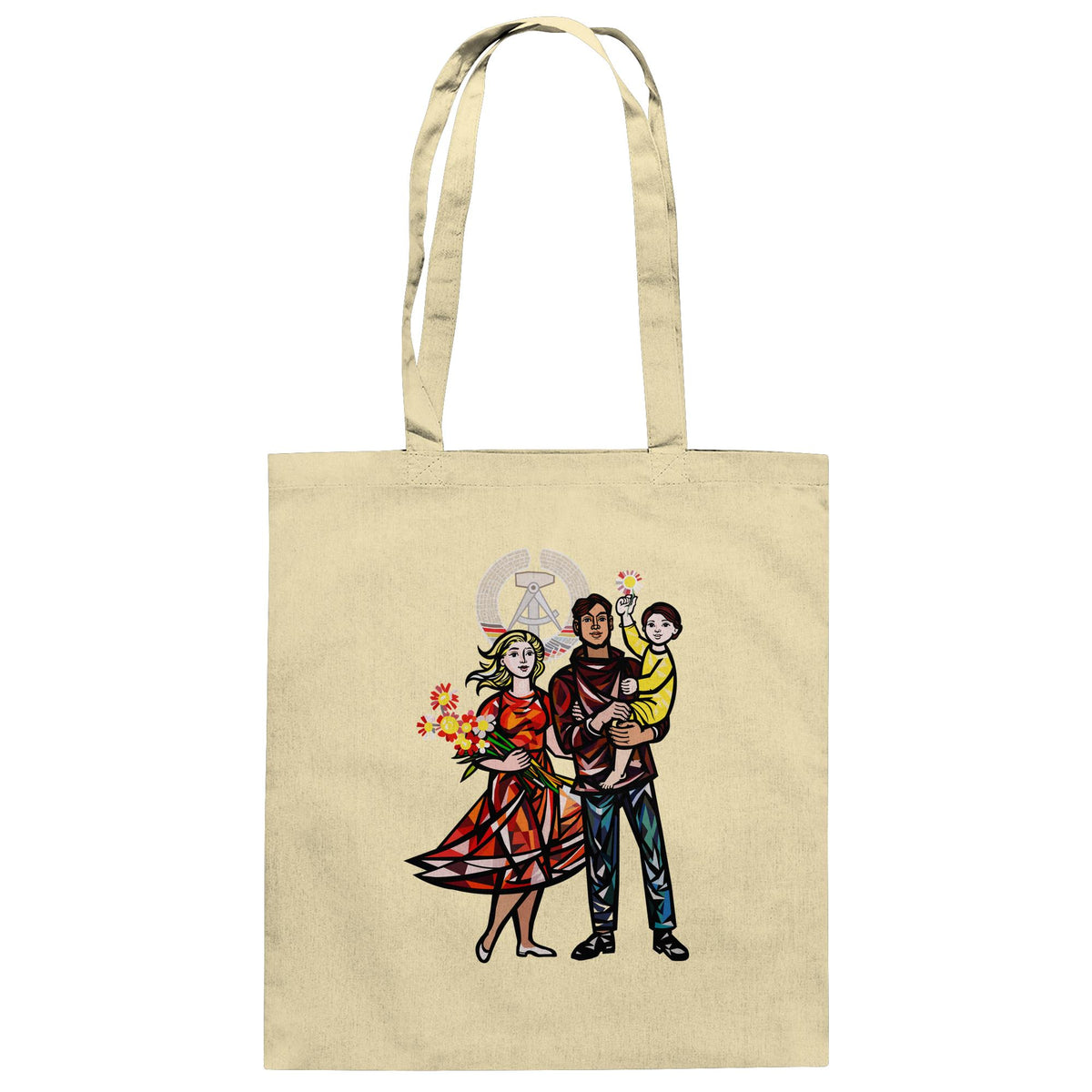 DDR Ostalgie Baumwolltasche • WALTER WOMACKA - UNSERE FAMILIE (STAATSRATSGEBÄUDE, Aus der Geschichte der Deutschen Arbeiterbewegung, 1964)