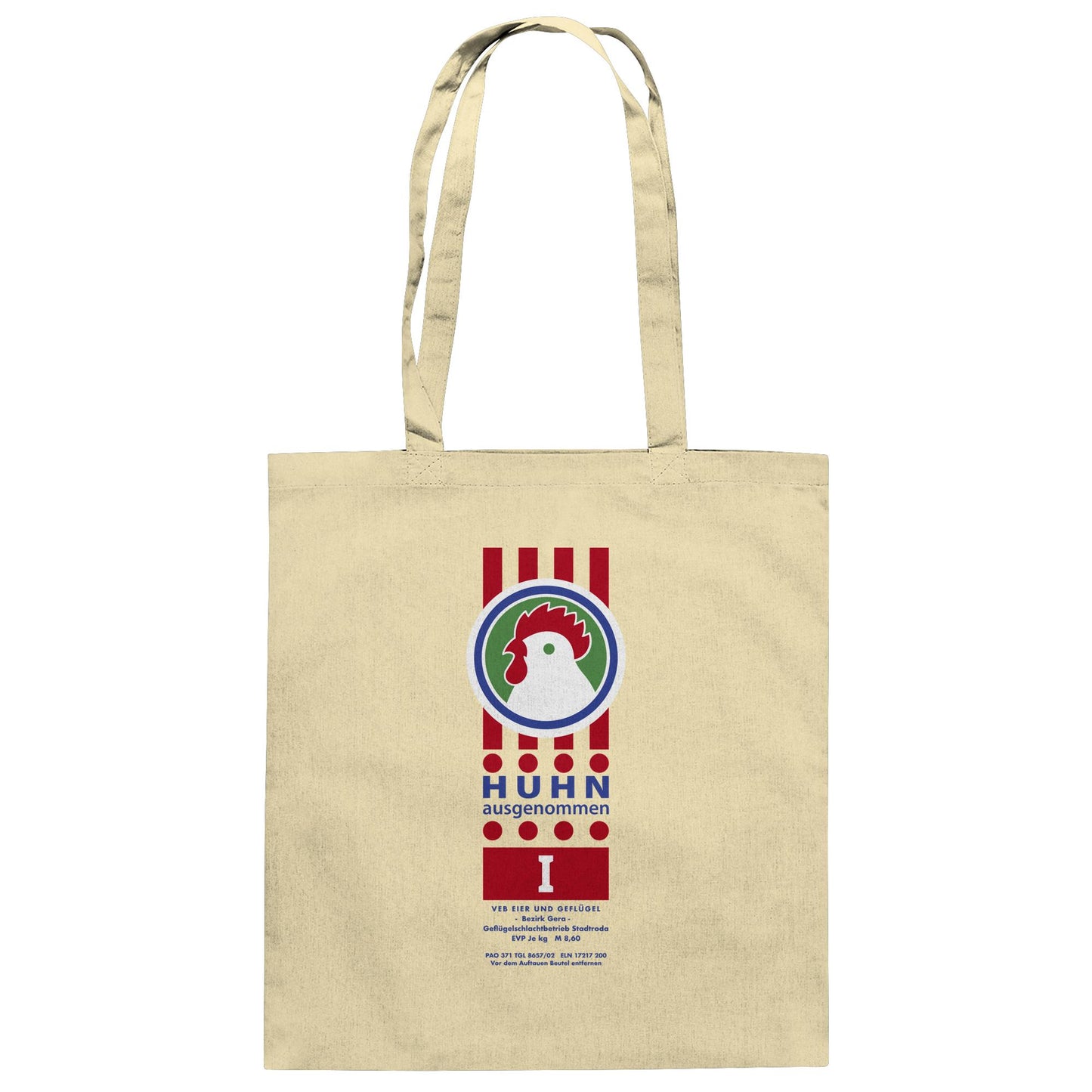 DDR Ostalgie Baumwolltasche • HUHN AUSGENOMMEN - VEB EIER UND GEFLÜGEL GERA