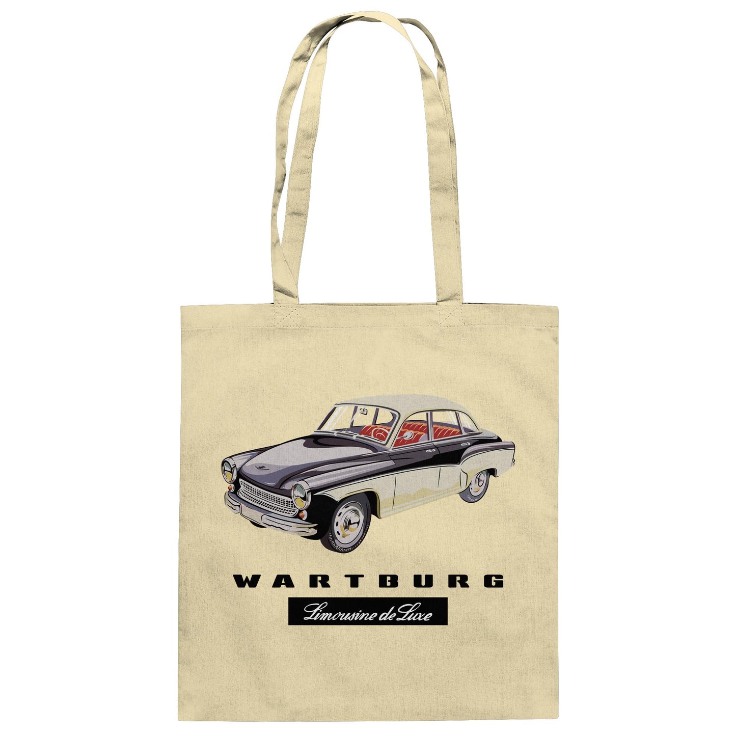 DDR Ostalgie Baumwolltasche • WARTBURG - LIMOUSINE DE LUXE (ORIGINAL WERBUNG)