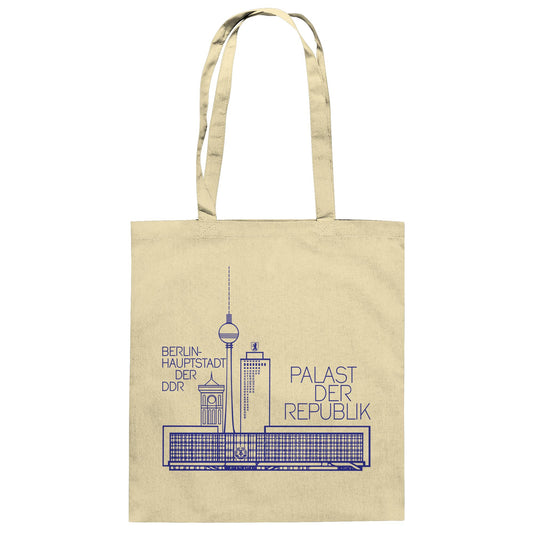 DDR Ostalgie Baumwolltasche • PALAST DER REPUBLIK (ORIGINAL ERSTTAGSSTEMPEL)