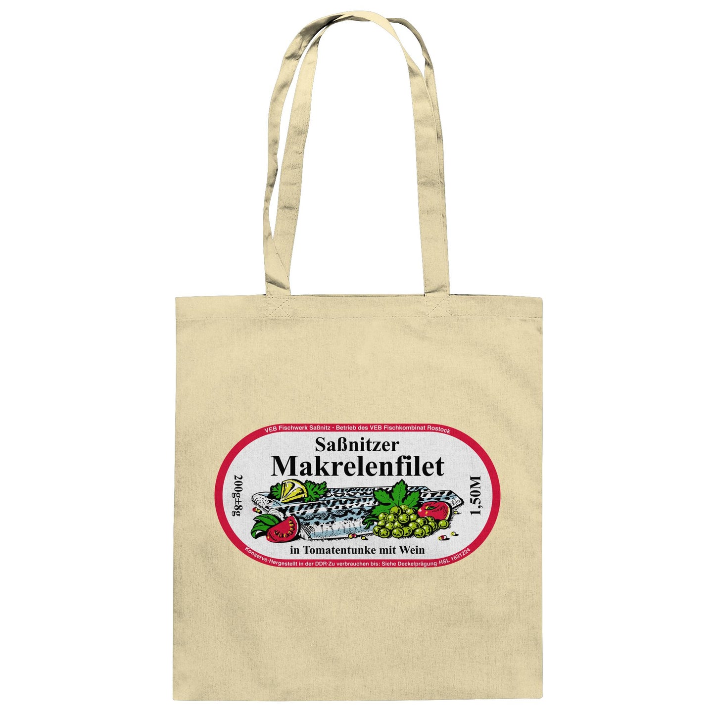 DDR Ostalgie Baumwolltasche • SASSNITZER MAKRELENFILET - VEB FISCHWERK