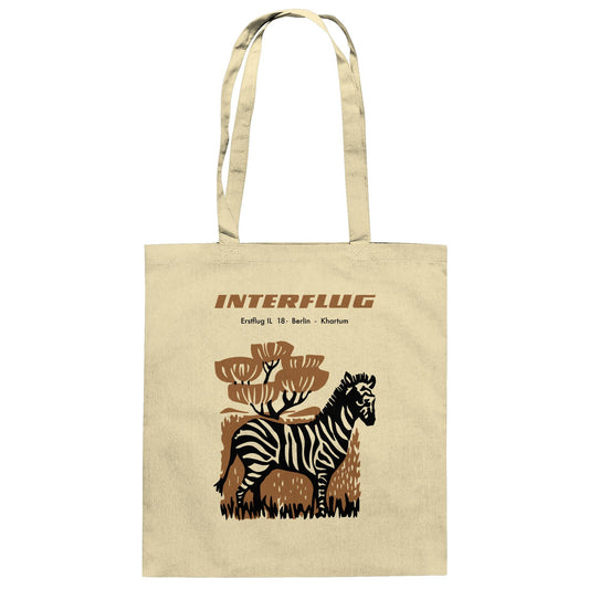 DDR Ostalgie Baumwolltasche • INTERFLUG BERLIN - KHARTUM (ORIGINAL SONDERSTEMPEL)