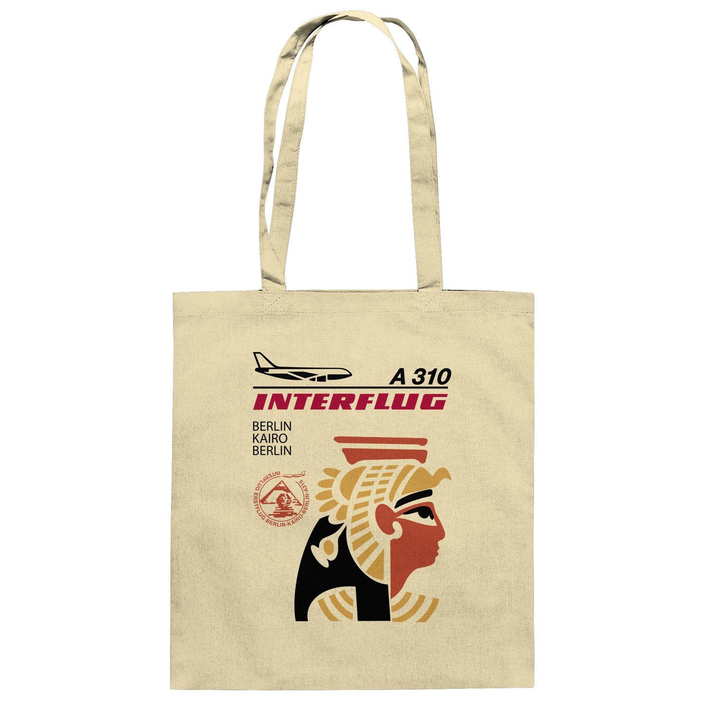 DDR Ostalgie Baumwolltasche • INTERFLUG BERLIN - KAIRO (ORIGINAL SONDERSTEMPEL)