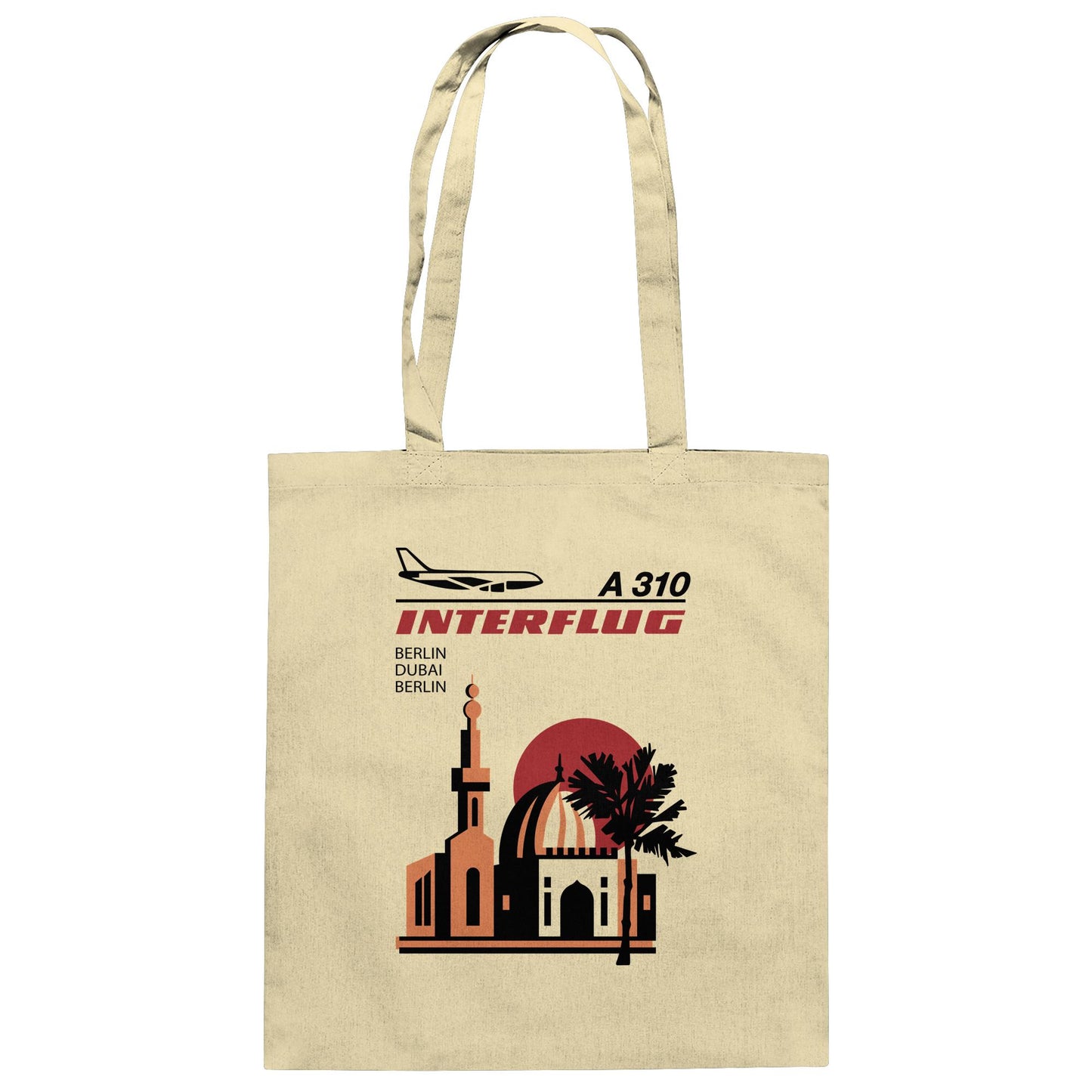 DDR Ostalgie Baumwolltasche • INTERFLUG BERLIN - DUBAI (ORIGINAL SONDERSTEMPEL)