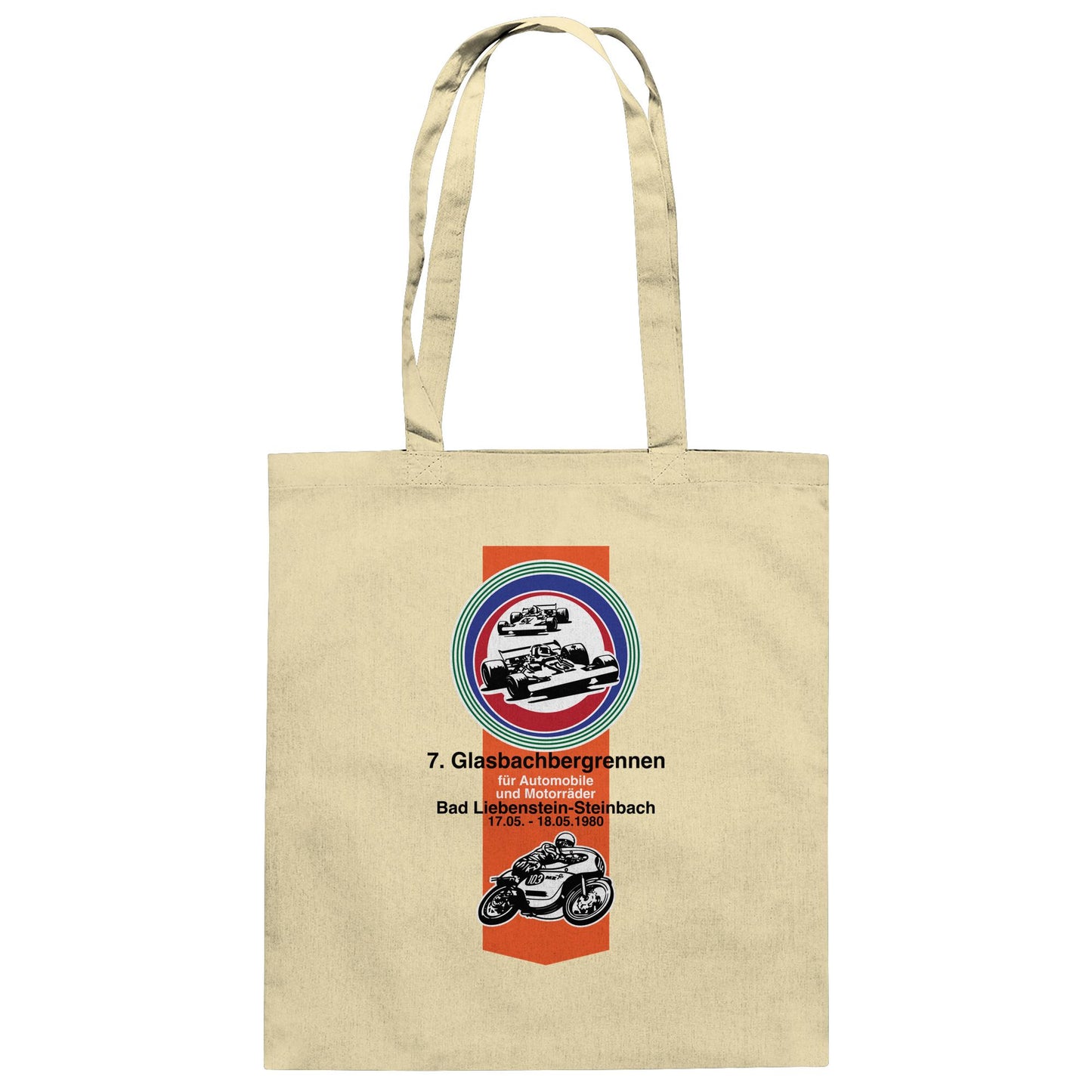 DDR Ostalgie Baumwolltasche • GLASBACHBERGRENNEN BAD LIEBENSTEIN (ORIGINAL WIMPEL)