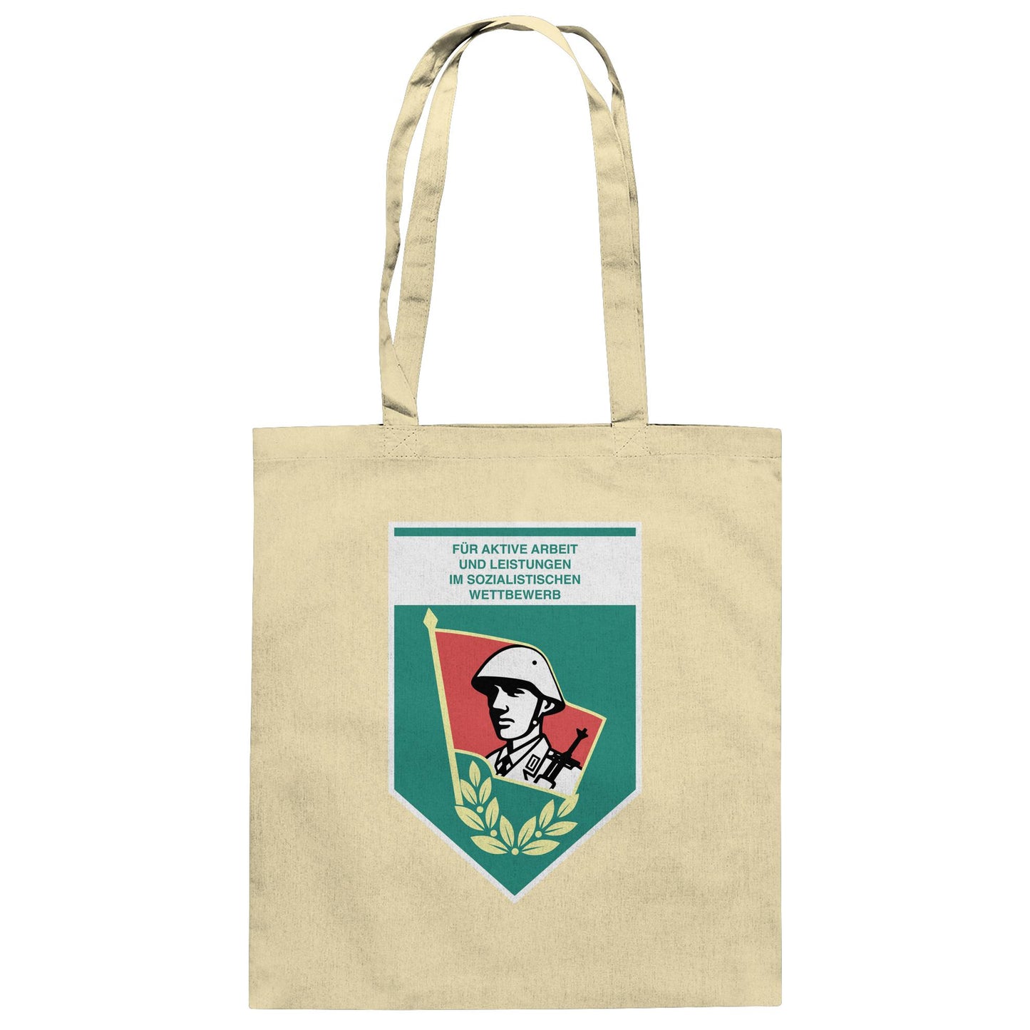 DDR Ostalgie Baumwolltasche • FÜR AKTIVE LEISTUNG UND ARBEIT (ORIGINAL WIMPEL)
