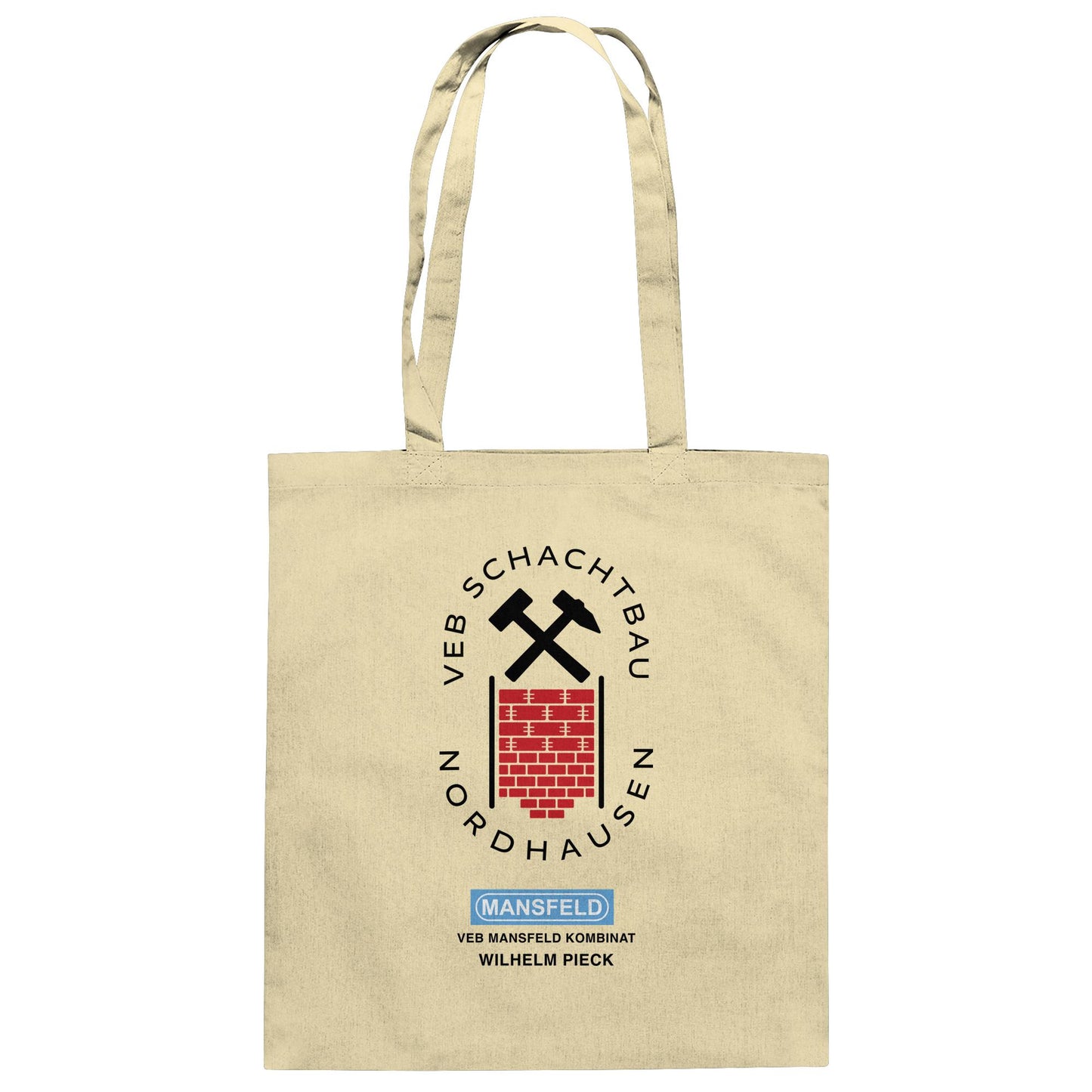 DDR Ostalgie Baumwolltasche • VEB SCHACHTBAU NORDHAUSEN - VEB MANSFELD KOMBINAT