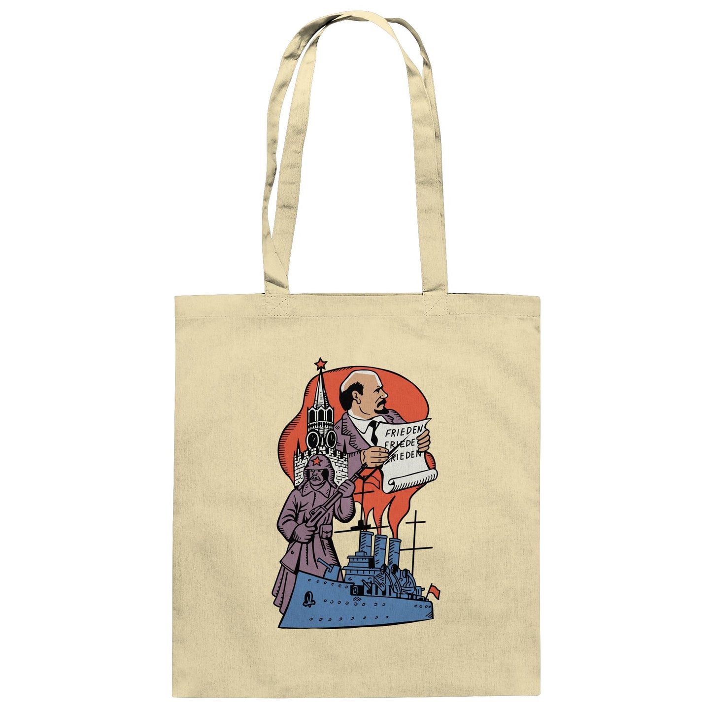 DDR Ostalgie Baumwolltasche • JAHRESTAG OKTOBERREVOLUTION 1917 (ORIGINAL POSTSTEMPEL)