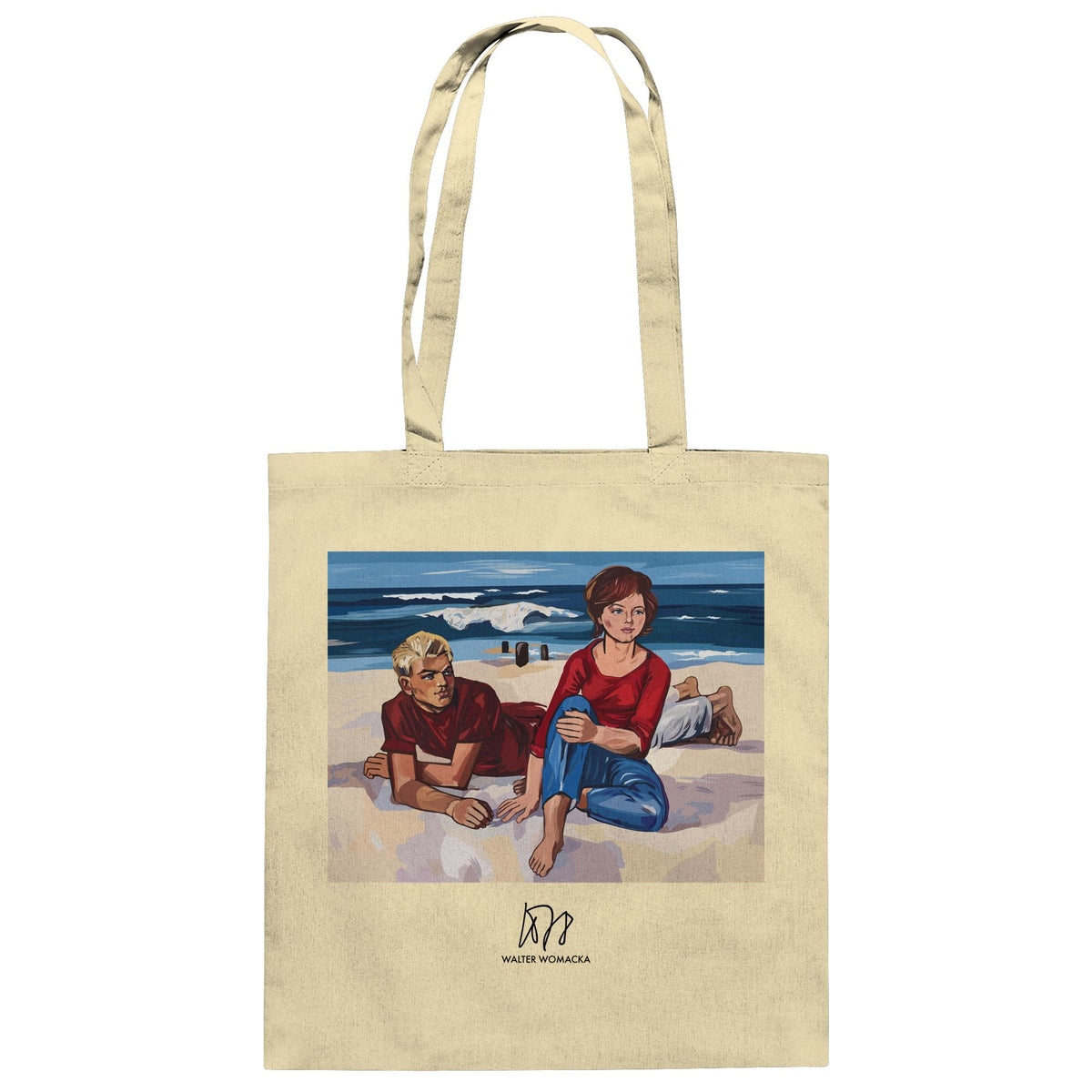 DDR Ostalgie Baumwolltasche • WALTER WOMACKA - AM STRAND (1962)